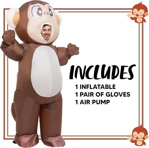 إبداعات Spooktacular زي قابل للنفخ للبالغين زي قرد مضحك لكامل الجسم أزياء تفجير الهواء لحفلات الهالوين in Saudi Arabia
