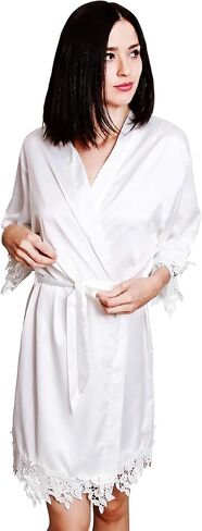Heather & Willow Bridesmaids Robe | Satin Bridal Robe, Wedding Day Bride Robe | Bachelorette Party & Bridesmaid Proposal in Kuwait
