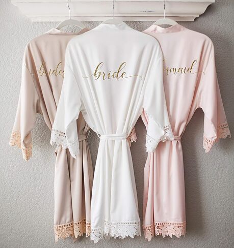 Heather & Willow Bridesmaids Robe | Satin Bridal Robe, Wedding Day Bride Robe | Bachelorette Party & Bridesmaid Proposal in Kuwait