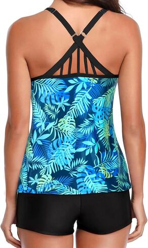 Yonique 2 Piece Tankini Swimsuits for Women with Boy Shorts Athletic Swim Tank Top Bathing Suits in Kuwait