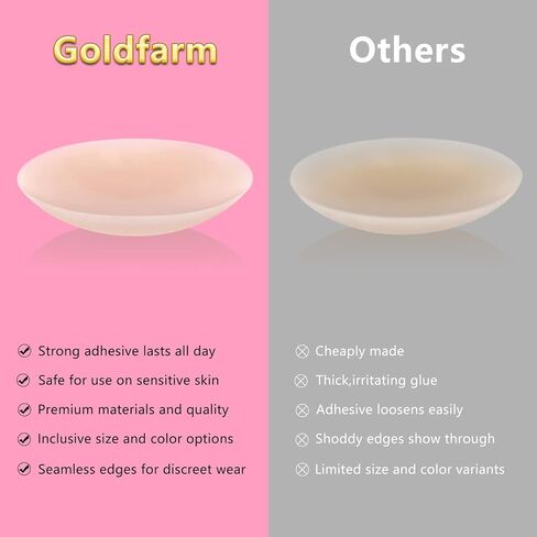 أغطية حلمات Goldfarm، فطائر صدر من السيليكون للنساء، حمالة صدر لاصقة غير مرئية، قابلة لإعادة الاستخدام، زوجان من حمالات الصدر بدون حلمات in Kuwait