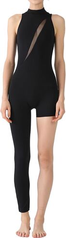 Xanthe Unitard for Women - Asymmetric Design Nylon Spandex Unitard with Slat mesh cut out in Saudi Arabia