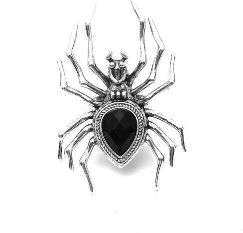 خاتم بانك جرونج فضي اسود عنكبوت من بيرجيا، خاتم خاص للهالوين، خاتم كبير الحجم، هدية للحفلات التنكرية للمراهقين، معدن، بدون احجار كريمة in Kuwait