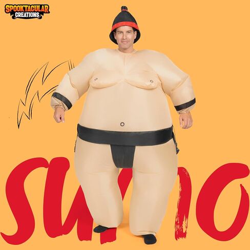 أزياء Spooktacular Creations Sumo القابلة للنفخ للبالغين، أزياء مضحكة لنفخ الهواء، زي السومو لكامل الجسم in Saudi Arabia