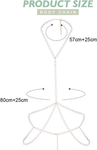 Reetan Pearl Body Chain Layered Chest Chain Rave Party Bra Chain Fashion Body Jewelry for Women and Girls in Saudi Arabia