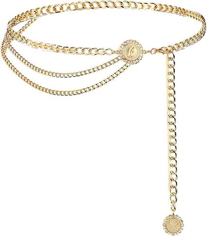 أحزمة سلسلة YooAi للنساء متعددة الطبقات لحزام الخصر وحزام معدني للجسم وسلسلة البطن in Kuwait