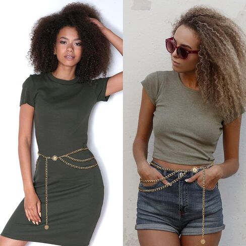 أحزمة سلسلة YooAi للنساء متعددة الطبقات لحزام الخصر وحزام معدني للجسم وسلسلة البطن in Kuwait