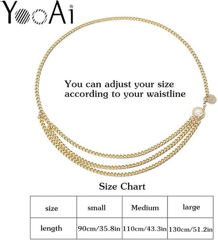 أحزمة سلسلة YooAi للنساء متعددة الطبقات لحزام الخصر وحزام معدني للجسم وسلسلة البطن in Kuwait