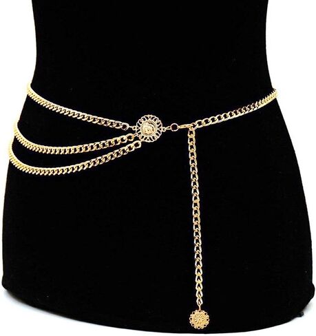 أحزمة سلسلة YooAi للنساء متعددة الطبقات لحزام الخصر وحزام معدني للجسم وسلسلة البطن in Kuwait