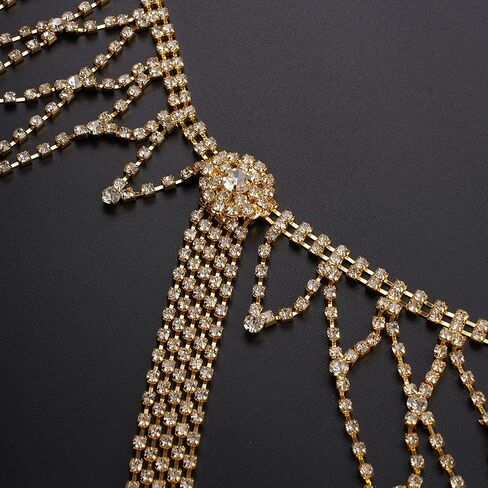Rumtock Bling Gold Net Waist Chain with Rhinestones Tassel Fringe Chain Belly Mesh Skirt for Women Girls in Saudi Arabia