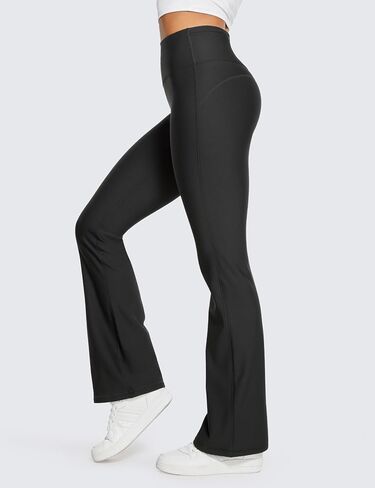 CRZ اليوغا المرأة صوف مبطن مضيئة طماق 31 "Bootcut اليوغا السراويل البطن تحكم الشتاء الحرارية الدافئة لينة عادية صالة السراويل in Kuwait