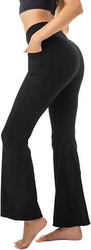 Stanpetix طماق مضيئة للنساء سراويل اليوغا مع جيوب تجريب كروس Bootcut طماق التحكم في البطن أسود in Kuwait