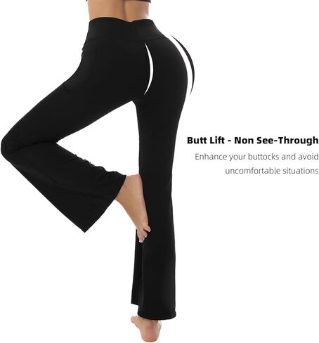 Stanpetix طماق مضيئة للنساء سراويل اليوغا مع جيوب تجريب كروس Bootcut طماق التحكم في البطن أسود in Kuwait