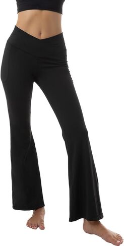 Stanpetix طماق مضيئة للنساء سراويل اليوغا مع جيوب تجريب كروس Bootcut طماق التحكم في البطن أسود in Kuwait