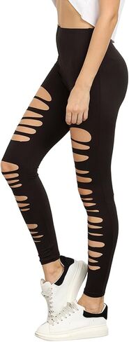 SweatyRocks Women's High Waisted Cutout Ripped Skinny Leggings Yoga Active Pants in Kuwait