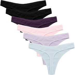 Ekouaer Womens Thongs Invisible Panties No Show Seamless Low Waist Breathable G-String Cotton Thongs 6 Pack in Kuwait