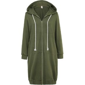 GRACE KARIN Women's Casual Pockets Zip up Hoodies Tunic Sweatshirt Long Hoodie Jacket