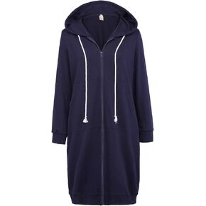 GRACE KARIN Women's Casual Pockets Zip up Hoodies Tunic Sweatshirt Long Hoodie Jacket