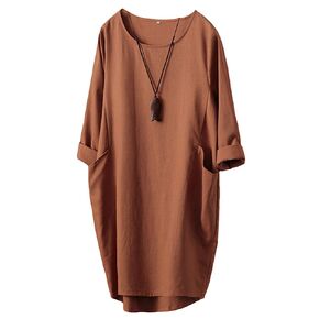 Minibee Women's Oversized Tunic Dress Long Sleeve Loose Baggy Tshirt Tops with Pockets