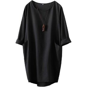 Minibee Women's Oversized Tunic Dress Long Sleeve Loose Baggy Tshirt Tops with Pockets in Saudi Arabia