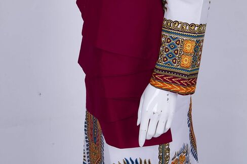 فستان Iooiooi نسائي طويل الأكمام بطباعة Dashiki الأفريقية وتفاصيل مكشكشة in Kuwait