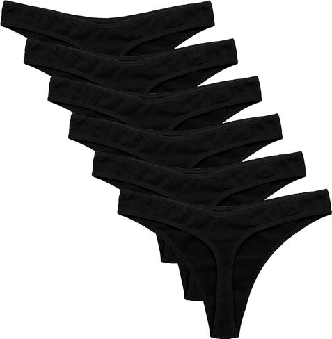 Ekouaer Womens Thongs Invisible Panties No Show Seamless Low Waist Breathable G-String Cotton Thongs 6 Pack in Saudi Arabia