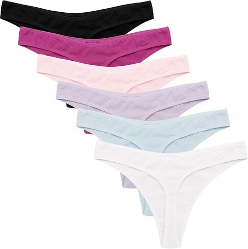 Ekouaer Womens Thongs Invisible Panties No Show Seamless Low Waist Breathable G-String Cotton Thongs 6 Pack in Saudi Arabia