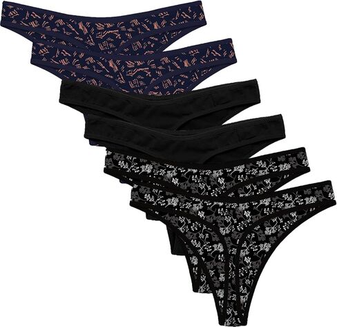 Ekouaer Womens Thongs Invisible Panties No Show Seamless Low Waist Breathable G-String Cotton Thongs 6 Pack in Saudi Arabia