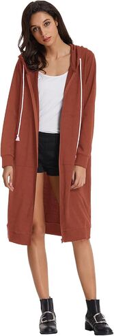 GRACE KARIN Women's Casual Pockets Zip up Hoodies Tunic Sweatshirt Long Hoodie Jacket in Saudi Arabia