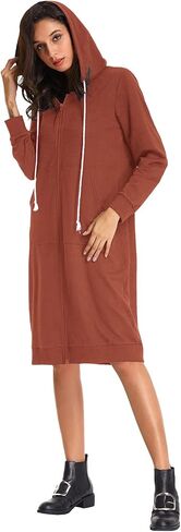 GRACE KARIN Women's Casual Pockets Zip up Hoodies Tunic Sweatshirt Long Hoodie Jacket in Saudi Arabia