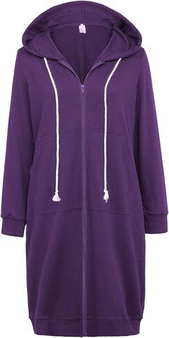 GRACE KARIN Women's Casual Pockets Zip up Hoodies Tunic Sweatshirt Long Hoodie Jacket in Saudi Arabia