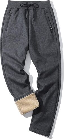 Gihuo Men Sweatpants Sherpa Fleece Lined Sweatpants Winter Thermal Active Outdoor Sports Track Jogger Pants in Saudi Arabia