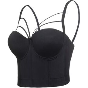 Chenyi Women's Cross Cut Smooth Wedding Party Gothic Bustier Crop Top Bra Vest Caged Cropped Top