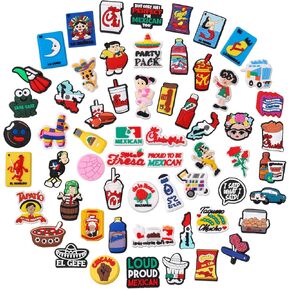 Unipomme 60Pcs Mexican Shoe Charms for Girls Women Decoration, Boys Wristband Bracelet Pins Accessories, Kids Party Favors Birthday Gifts in Kuwait