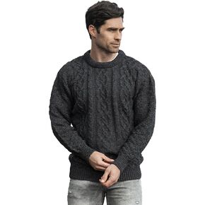 Aran Crafts Basket Stitch Crew Neck Sweater (100% Wool)
