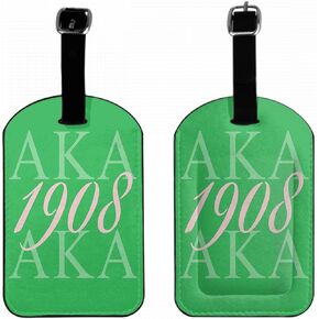 Zoczos Aka 1908 Luggage Tags Pink Green Simple Creative Lettering As Known As Abbreviation Privacy Cover ID Label with Strap and Address Card for Travel Bag Suitcase, 1 Pack in Saudi Arabia