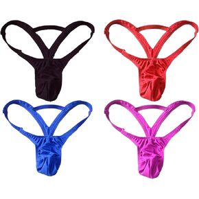 IPHREECO Men's Stretchy Low Waist G String Thongs Bikini Inverted Hollow Out Underwear Swimwear Panties