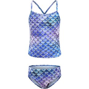 Girls Two Piece Tankini Swimsuits Tie Dye Bathing Suit Kids Hawaiian Swimwear Set 3-16 Years