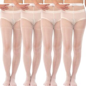 Verdancy 4 Pairs of Ultra Stretchable Sheer Shimmery Stockings for 264lbs Plus Size Women High Waist Tights Footed Pantyhose