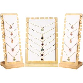 LOARNIEA Necklace Display Stands for Selling Necklace Holder Necklace Display Storage Jewelry Display Storage Set 3PCS (Beige)