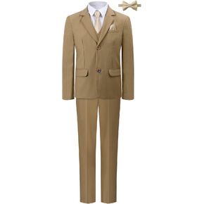 A&J DESIGN Boys 7-Piece Formal Suit Ring Bearer Outfit with Dress Shirt, Jacket, Vest, Pants, Tie, Bowtie and Pocket Square in Kuwait