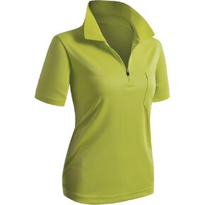 CLOVERY Women's SportWear POLO Shirt Zip-up Pocket Short Sleeve