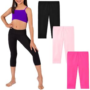 ZROPIKAL Knee Length Capri Leggings for Girls and Toddlers 3/4 Girls' Capri Leggings Kids Cropped Capri Leggings Pack of 3