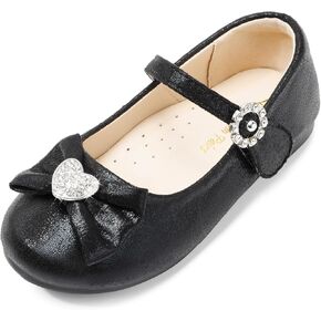 Dream Pairs ANGEL-22 Mary Jane Front Bow Heart Rhinestone Buckle Ballerina Flat (Toddler/Little Girl) New