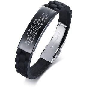 Father's Day Gift for Brother : To My Brother Gift Bracelet Men Inspirational Message Engraved Silicone Wristband Gift Idea to Brother in Law Christmas Gift from Sister to Brother,Personalized