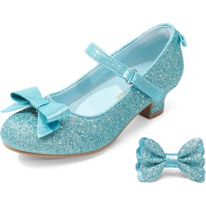 DREAM PAIRS Girls Dress Shoes Toddler Little Girls Heels Mary Jane Princess Shoes with Interchangeable Bow for Flower Girl Wedding Party