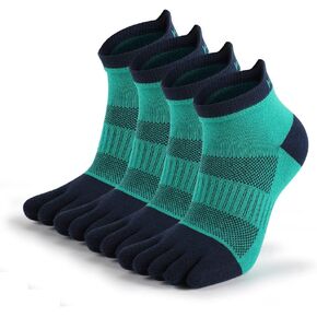 limide Men's Cotton Toe Socks Five Finger Socks Compression Crew No Show Athletic Socks for Running 4 Pairs(Size 7-11)