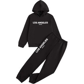 SHENHE Boy's 2 Piece Outfits Letter Print Long Sleeve Hoodie and Sweatpants Sweatsuits