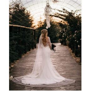 Olbye Women’s Wedding Veil 108 Inch Cathedral Veil Single Tier 1T Long Veils For Brides Simple Sheer Veil