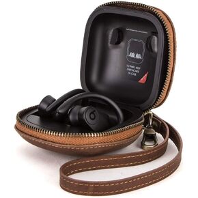 Hiram Powerbeats Pro Leather Case,Crazy Horse Leather Powerbeats Pro Case for Men and Women, Men's Leather Travel Case for Powerbeats Pro(Brown)…
